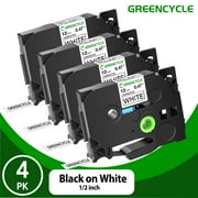 GREENCYCLE 4PK TZ-231 Compatible for Brother P-touch TZe-231 TZe231 TZ231 0.47'' 12mm Black on White Label Maker Tape