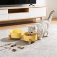 thumbnail image 7 of Raised Ceramic Pet Bowl Double Bowl With Stand Neck Protection Cat Dog Food Water Bowl Elevated Feeding Bowl Anti-Tip Design Yellow, 7 of 7