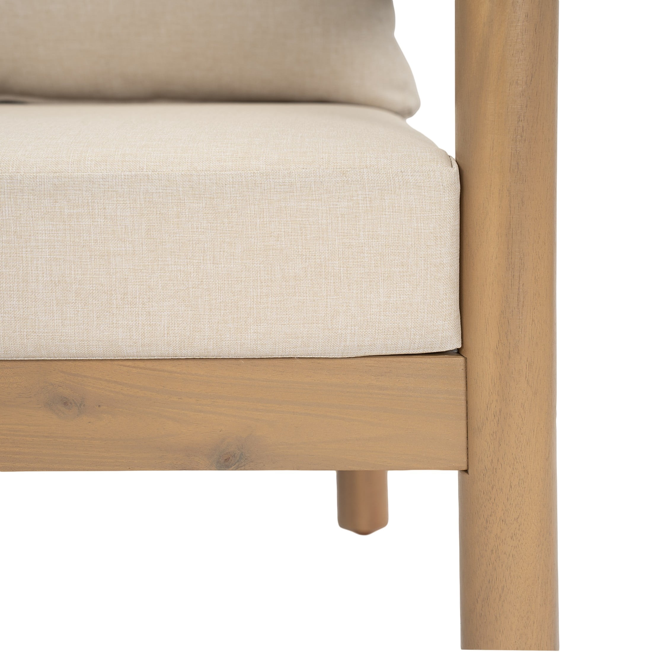 Christopher Knight Home 2-Piece Wood Patio Loveseat and Table Set with Cushions, Light Brown+Beige