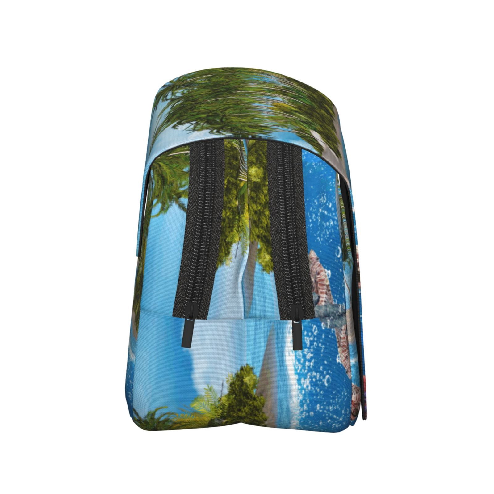 Rateoe Island And Coral Reef Pattern Double Clamshell Pen Case, Storage Organizer with Two Zipper Compartments– Holds Up to 50 Pencils & Pens