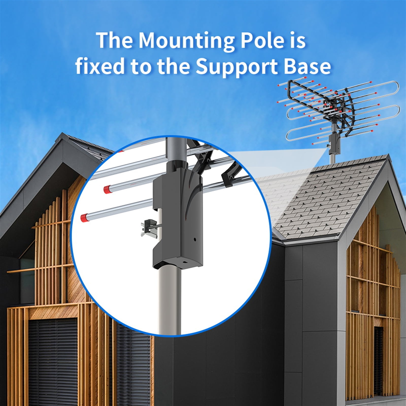 Plus 360°Rotation UV Dual Frequency 45-860MHz 22-38dB 42.65ft cable Outdoor Antenna