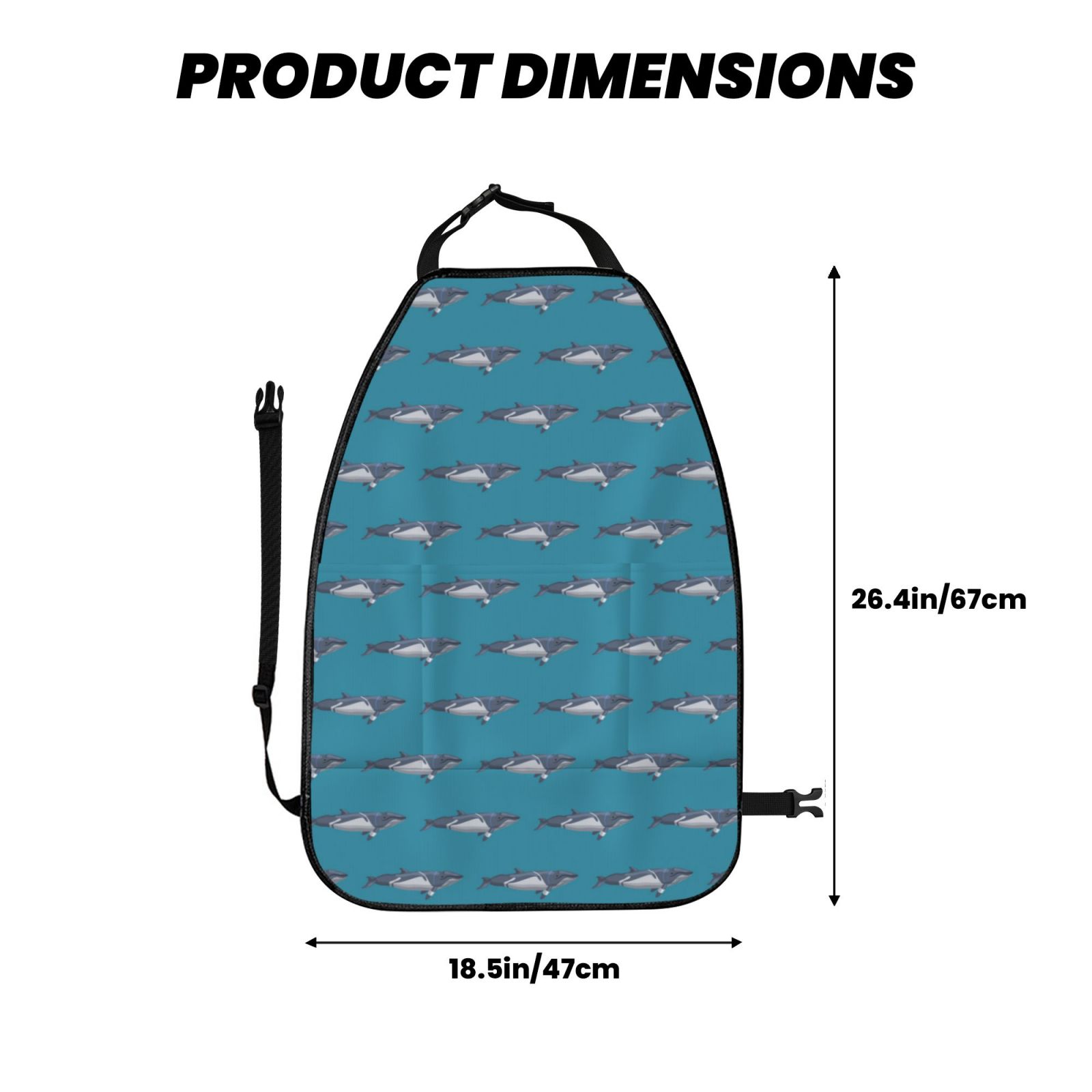 Kdxio Cartoon Whale Print 2 Pack Car Kick Mat Seat Cover Back Protector Mat with Pockets for Organizer Backseat Protector and Storage Anti Kick Pad for Vehicles