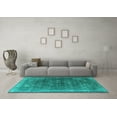 thumbnail image 3 of Ahgly Company Machine Washable Indoor Rectangle Oriental Turquoise Blue Industrial Area Rugs, 6' x 9', 3 of 4