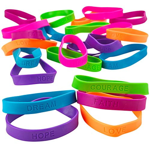 Kicko 24 Rubber Bracelets With Sayings 8 Inches Diameter, Wristband