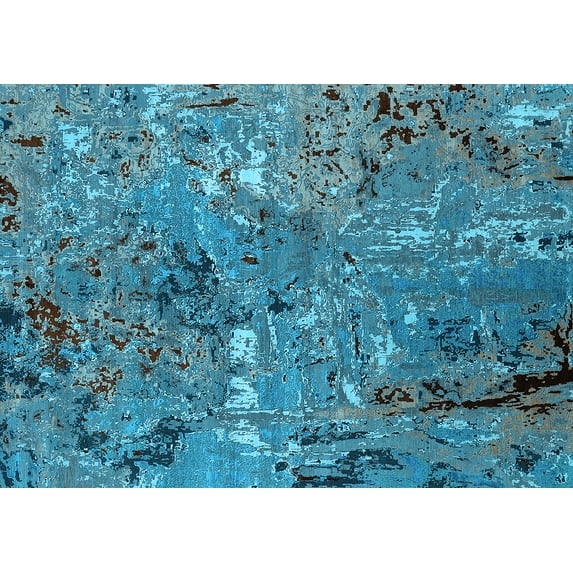 Ahgly Company Indoor Rectangle Oriental Light Blue Industrial Area Rugs, 2' x 4'