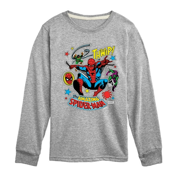 Marvel Spider-Man - Stickers Style - Toddler And Youth Long Sleeve Graphic T-Shirt