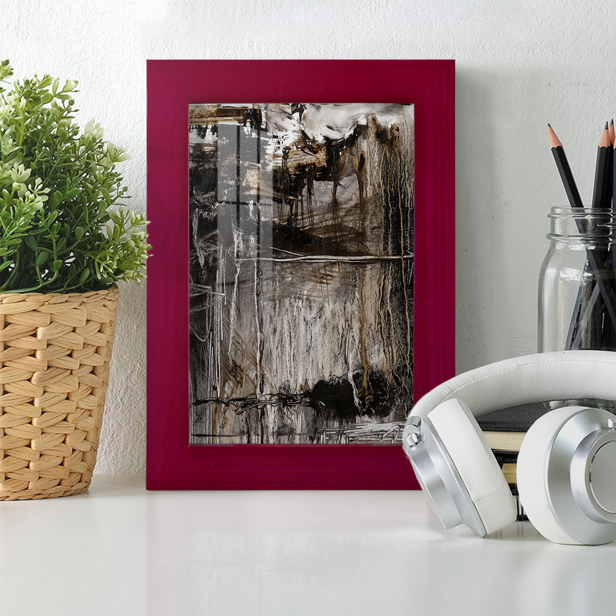 Continuum II -Framed Print w/glass-Cherry Red