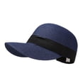 thumbnail image 2 of Sombrero de sol para mujer, moderno, con protección solar, gorra ancha para montar a caballo, acampar y fiestas. Azul oscuro, 2 of 9
