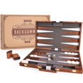thumbnail image 1 of Set de backgammon AMEROUS Classic de 18 pulgadas con funda de piel, 1 of 8
