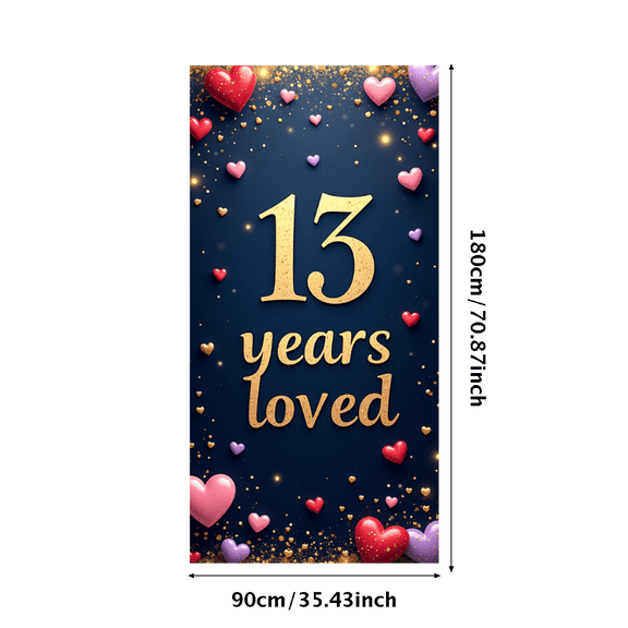 LUUFILx 13th Anniversary Celebration Backdrop Banner Heart Decor Perfect for Party Decorations Loved Years Special Event Supplies Backdrop Background Decor