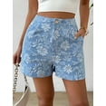 thumbnail image 6 of Women'S Floral Jacquard Shorts High Waisted Boho Summer Shorts with Pocket Sky Blue XXL, 6 of 8