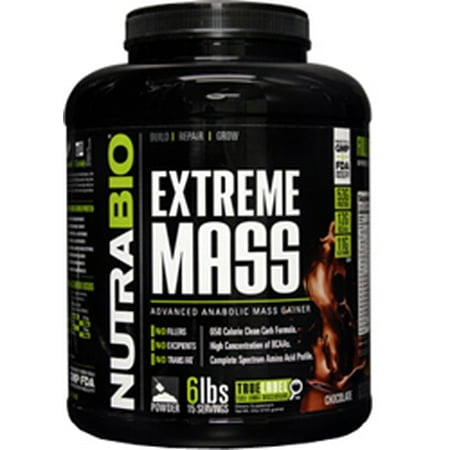 NutraBio Kosher Extreme Mass Weight Gainer Chocolate Dairy - 6 LB