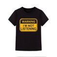 thumbnail image 1 of Boys' Royal Blue "WARNING I'M NOT LISTENING" Graphic Tee - Casual & Cool Cotton Short Sleeve Crew Neck T-Shirt for Summer, 1 of 6