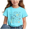 thumbnail image 2 of Frwgonr Girls T-Shirts Short Sleeve Girls Casual Shirts Graphic Tops Back of School Clothes Sky Blue, Size 3-15 Years, 2 of 6