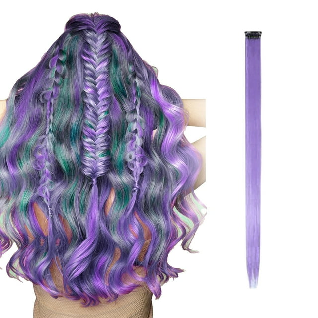 Clip In Hair Extension Colored Hair Extensions, Multi-colors Party Highlights Clip In Synthetic Hair