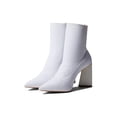 thumbnail image 2 of Schutz Marila White Pull On Stretchy Block Heel Pointed Toe Fashion Mesh Boots (White, 5.5), 2 of 5