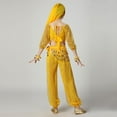 thumbnail image 7 of Yellow 5-Piece Kids Belly Dance Costume Set - Girls Outfit with Top Pants Accessories, 100% Polyester for 5-15 Years Dance Events,Size 13-15 T, 7 of 7