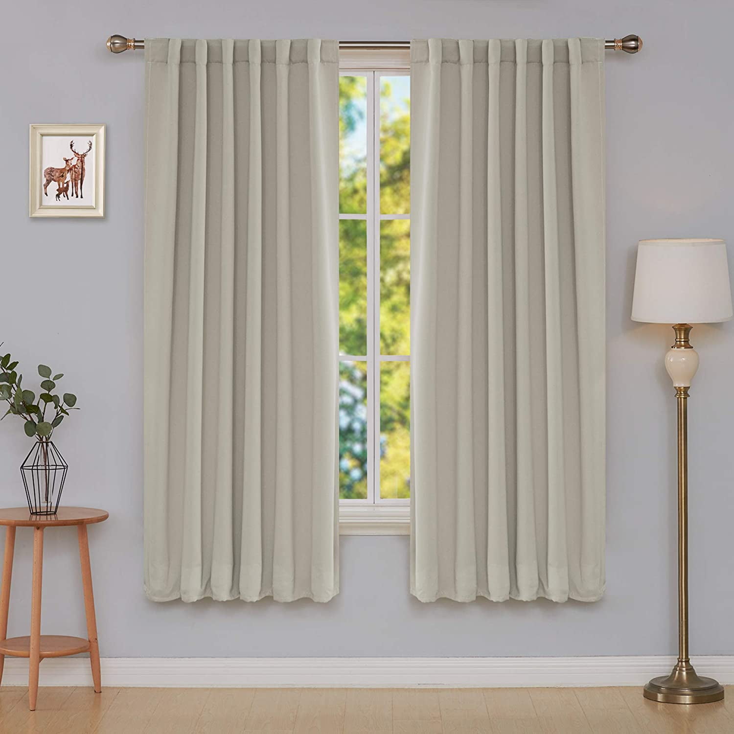 Deconovo Room Darkening Curtains Back Tab and Rod Pocket Curtains