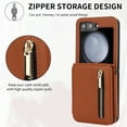 thumbnail image 6 of Allytechgroup Galaxy Z Flip 5 Wallet Case for Women Girls, Crossbody Shoulder Strap RFID Blocking Shockproof Cards Slots PU Leather Case Cover, Brown, 6 of 8