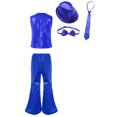 thumbnail image 2 of TiaoBug Kids Boys Girls Latin Jazz Dance Costume Sequins Waistcoat with Flared Pants Hat Bowtie Necktie Blue 11-12, 2 of 5