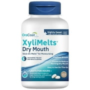 OraCoat XyliMelts Dry Mouth Stick-on Melts Slightly Sweet with Xylitol, for Dry Mouth, Stimulates Saliva, Non-Acidic, Day and Night Use, Time Release for up to 8 Hours, 215 Count