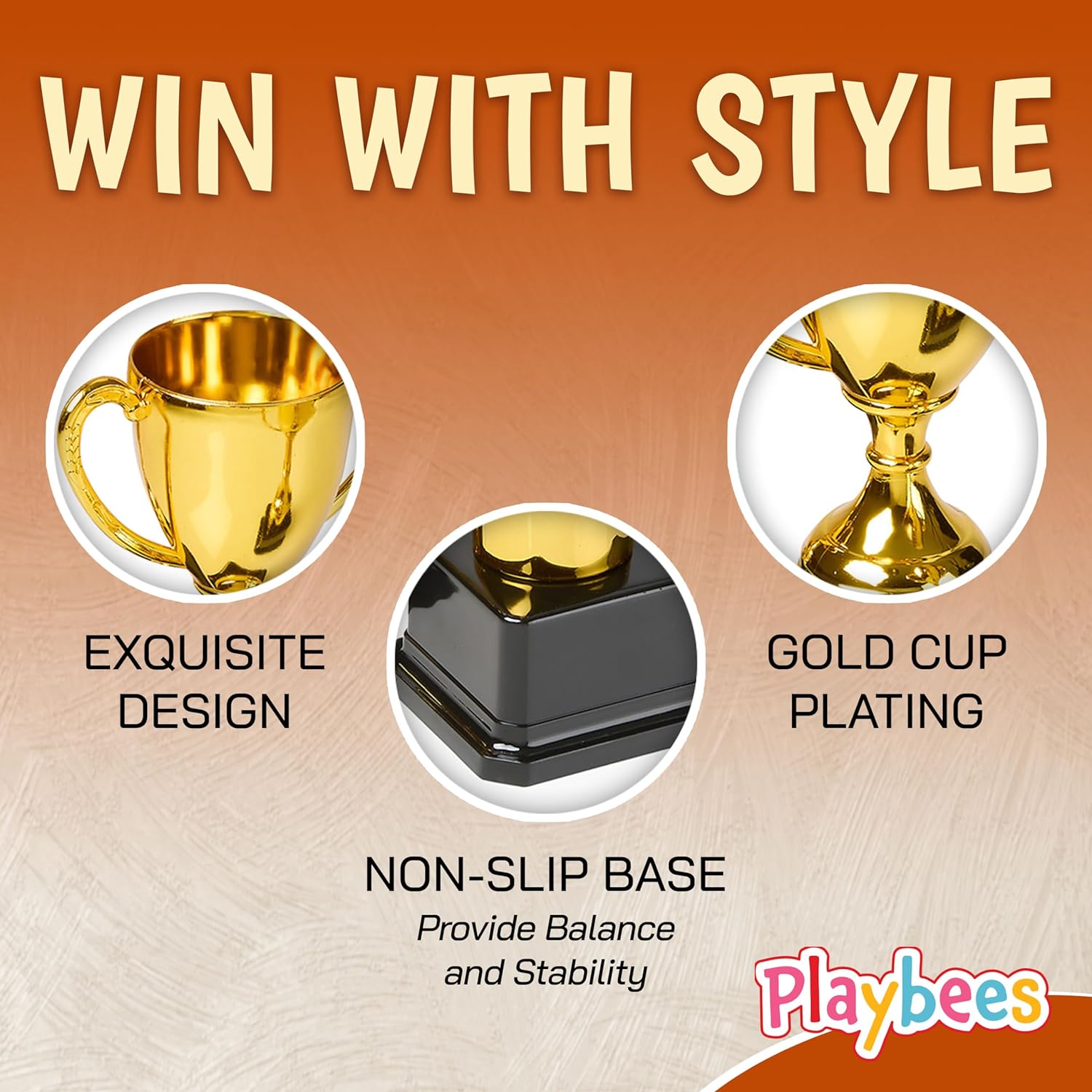 Fun Gold Plastic Trophies - 6 Pack - 7 Inch - Award Trophy Cup Set for Superstar Kids - Champion Celebrations, Sports Galore, and Victory Vibes - Desktop Toy