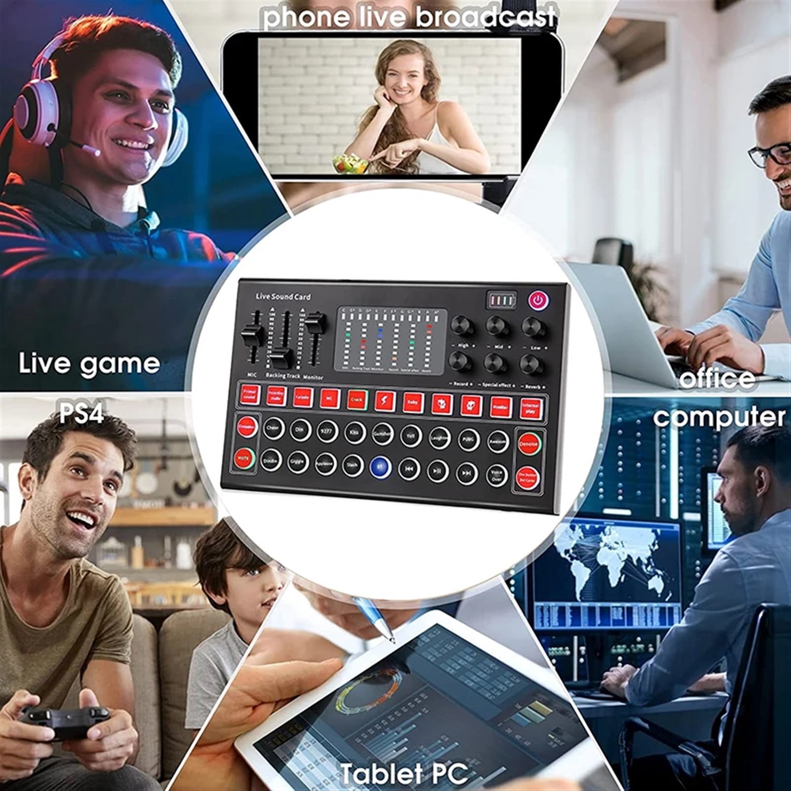 M9 Audio Interface Sound Card Live Voice Mixer External USB Sound Card Multiple Effects Sound Card Mixer Board