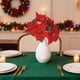 thumbnail image 5 of Christmas Poinsettia Floral Bouquet Artificial Flower Stems with 5 Fork Design Realistic Plastic Greenery for Home Holiday Table Centerpiece Wedding Party Decorations, 5 of 6