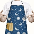 thumbnail image 2 of Blue Sun Moon Cloud Pattern Apron-Garden Aprons for Women with Pockets-Cotton Linen Waterproof Kitchen Cooking Gardening Aprons Adjustable for Kitchen,Cooking,BBQ and Salon 33x27 Inch, 2 of 7