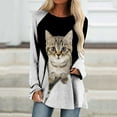 thumbnail image 2 of Pompotops Mode T-Shirts Décontractés à Col Rond pour Femmes, Imprimé Animal, Manches Longues, 2 of 5