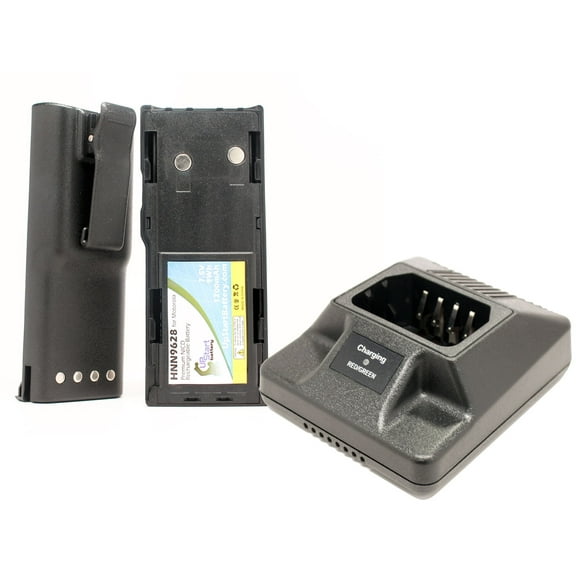 2x Pack - HNN9628 Battery   Charger for Motorola GP300, CP450, WPNN4044AR, Radius GP300, GTX Two-Way Radio (1200mAh, 7.5V, NI-CD)