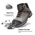 thumbnail image 2 of BURUDANI Men's Non-Slip Steel Toe Leather Work Boots Water Resistant Safety Industrial Construction Shoes GREY Size 12, 2 of 8