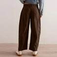 thumbnail image 4 of Women's Pants Corduroy Mid Elastic Waist Casual Wide Leg Baggy Barrel Pants With Pockets Flowy Pants, 4 of 7