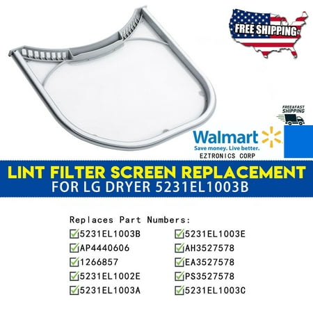 Dryer Lint Filter for LG DLEX2550R, DLEX2550W, DLEX2650R, DLEX2650W