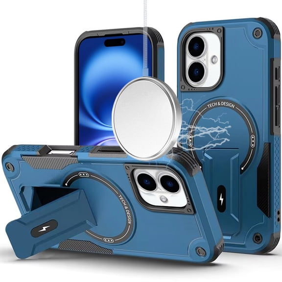 Military Grade HD Armor MagSafe Case with Kickstand for iPhone 17 - Blue