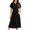 Black, variant on Women's Button Down Belted Midi Shirt Dress with Pockets Short Sleeve Silhouette Classic Black 95% Polyester 5% Spandex