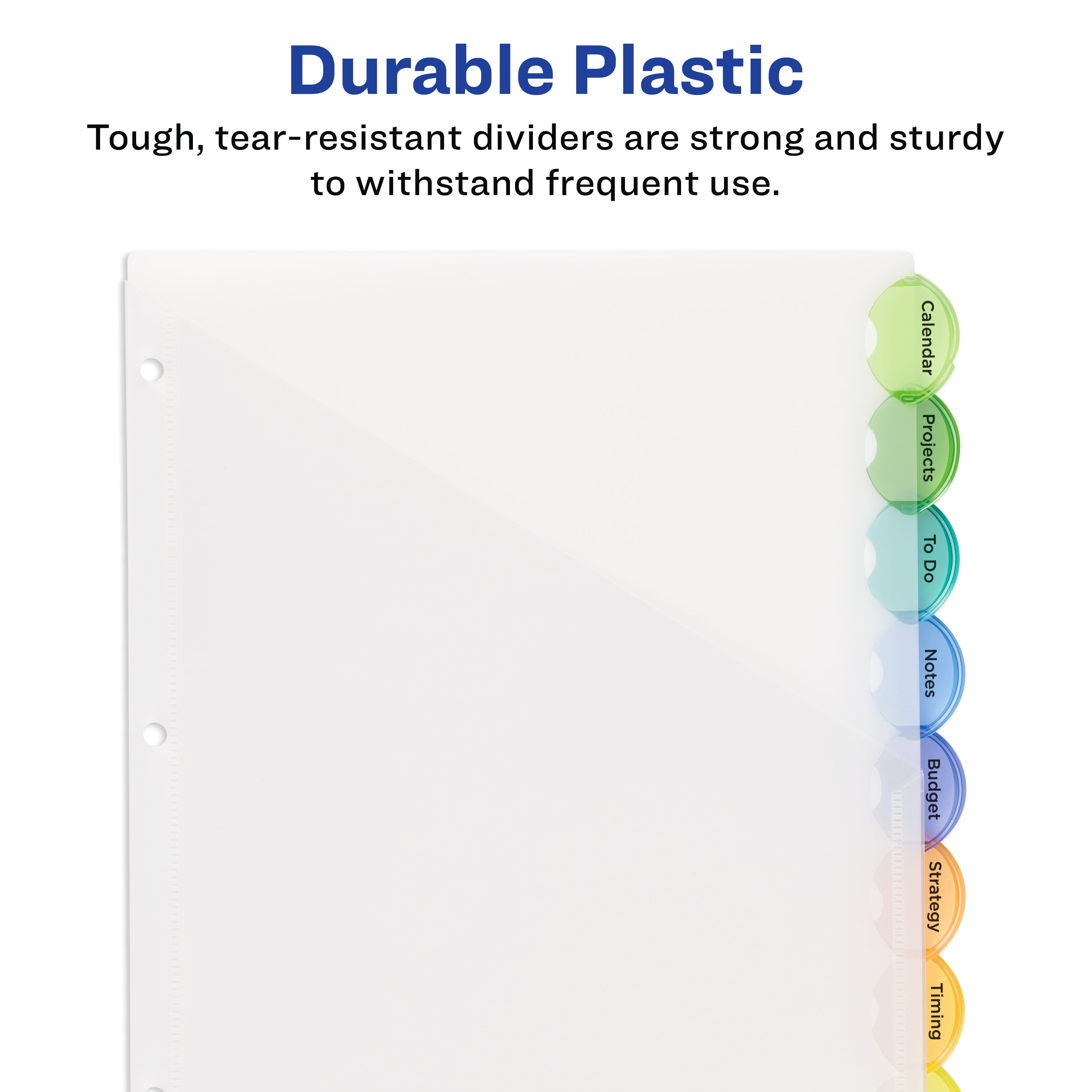 Avery® Plastic Dividers, Insertable Big Tab™, 8-Tab, Color, 1 Set