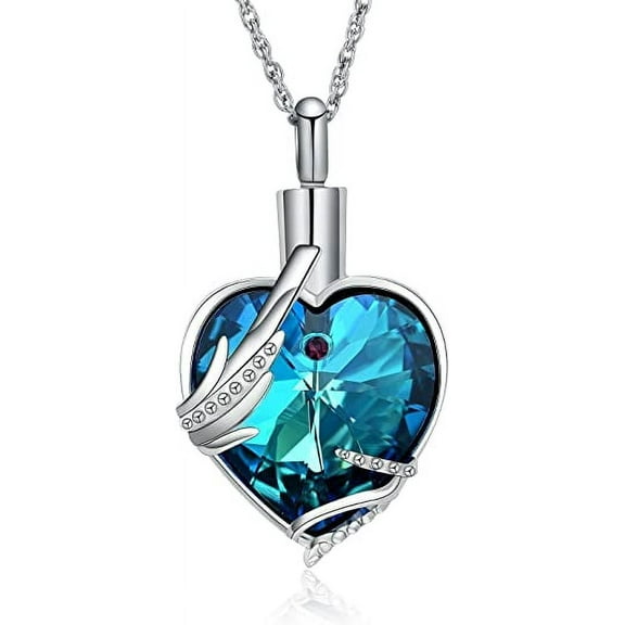 Cremation Jewelry for Ashes - Crystal Heart Urn Pendant Necklace for Ashes Grandma Grandpa Mom Dad Papa Nana Brother Sister