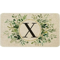 Spring Eucalyptus Leaves Monogram Letter X Door Mat 30 X 17 Inch Family Last Name Initial Welcome Doormat Indoor Outdoor Entrance Floor Rug Non Slip Spring Summer Decor Rubber Mats