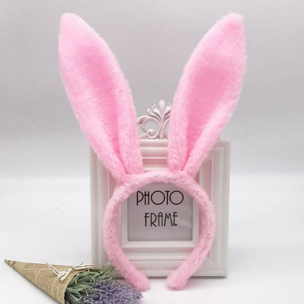 Diadema de conejo de peluche navideño para fiesta de Halloween, discoteca, con orejas de conejo de alambre, joyería para la cabeza