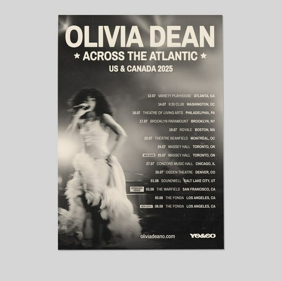 Olivia Dean Across The Atlantic Tour In US And Canada 2025 Poster Size 24''x36''-Gategoo