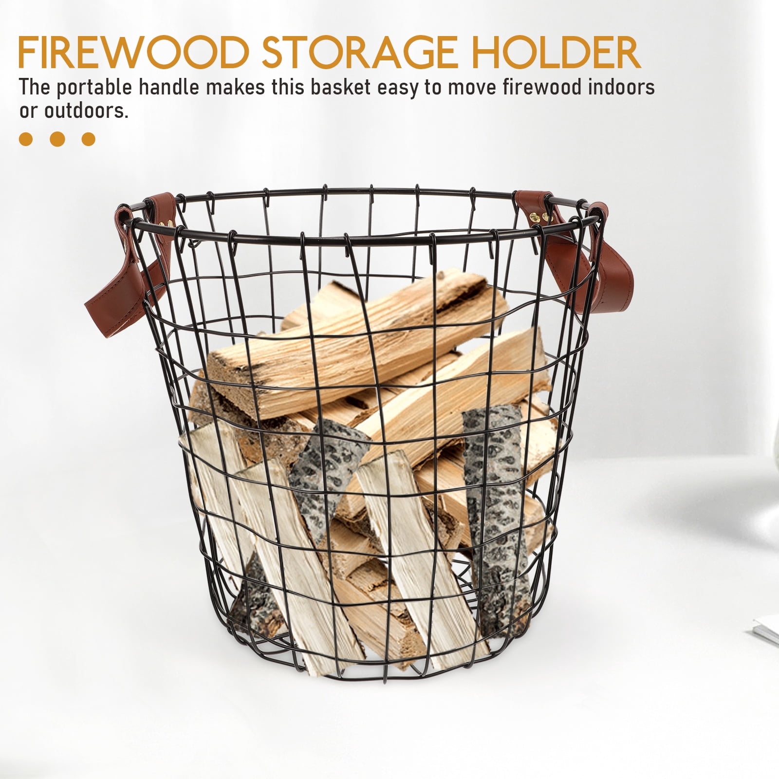 Raindrops Very Firewood Storage Basket Timeless Firewood Basket 30.00X30.00X28.00CM Black