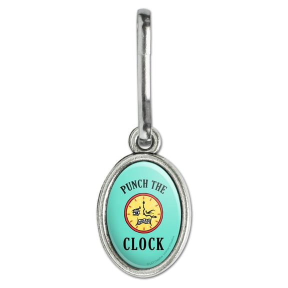 Punch The Clock Funny Humor Antiqued Oval Charm Clothes Purse Suitcase Backpack Zipper Pull Aid