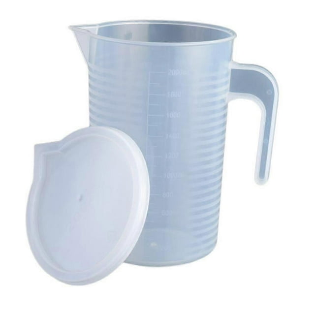 Taza medidora de cocina, taza medidora de plástico grueso, taza medidora graduada para hornear leche, té (2000 ml)