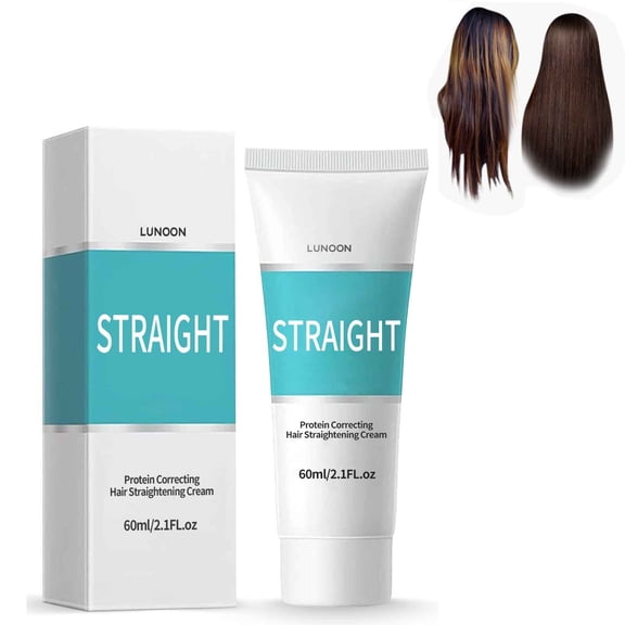 Protein Corrector Hair Straightening Cream – 60ml (2.03oz) Instant Straightening Formula For Curly & Damaged Hair,Gentle Nourishing Smoothness With Built-In Brush,Safe For All Hair Types
