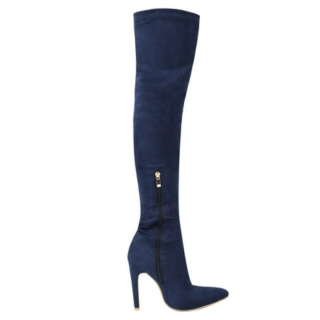 

Leather Over The Knee Stiletto Boots Sexy Dress High Heel Boots Pointed Toe Zipper Sexy High Heel Long Boots Chunky Block High Heel Thigh High Boots Ladies Fahion Dress Tall Boots