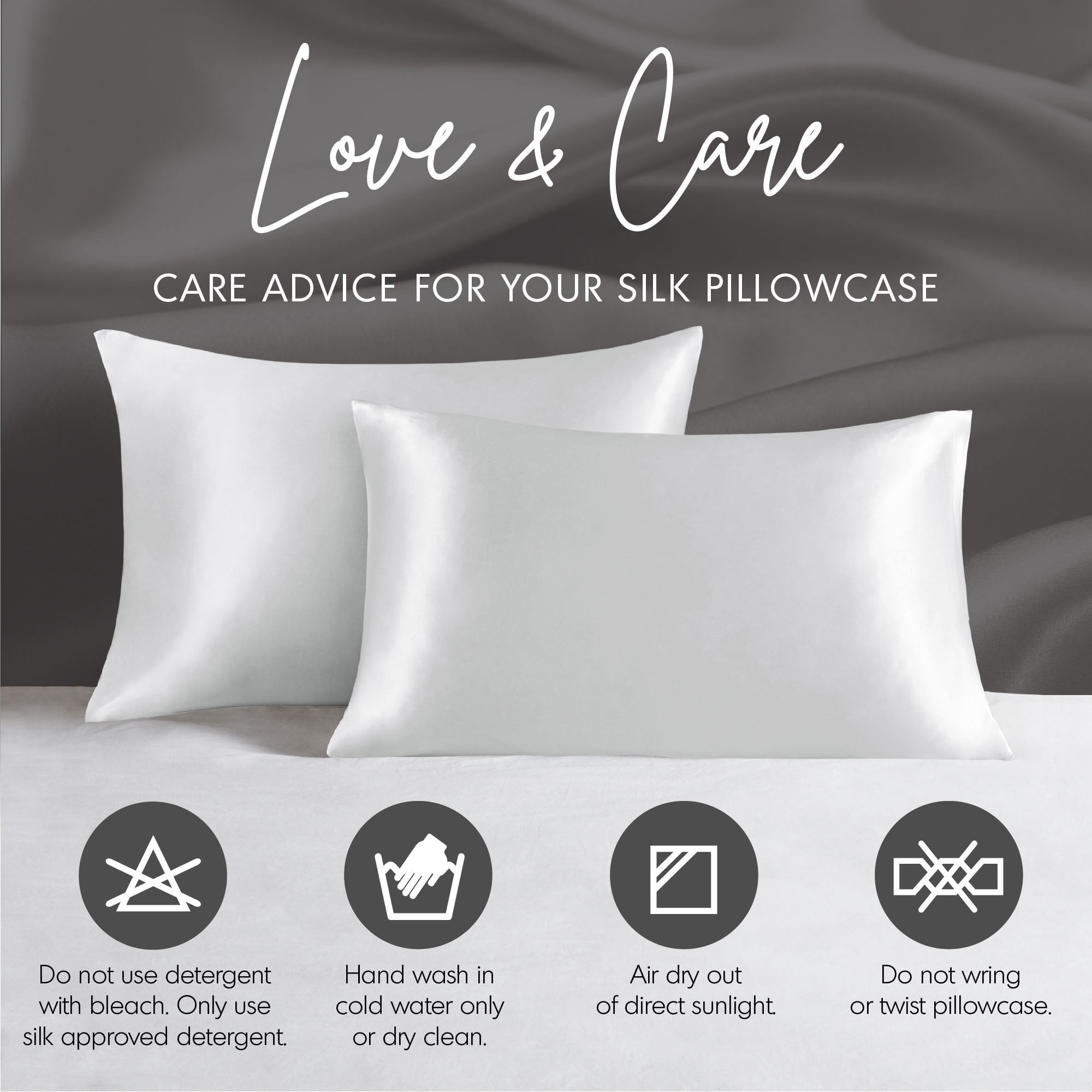 Comfort Classics Silk 100% Mulberry Single Pillowcase, Queen, Grey