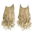 thumbnail image 1 of Xiao Hua Extensiones de cabello con hilo de pescar invisible, fibra sintética rizada larga y ondulada, extensiones de cabello estilo diadema ajustable, color beige de 22 pulgadas, 1 pieza, 1 of 5