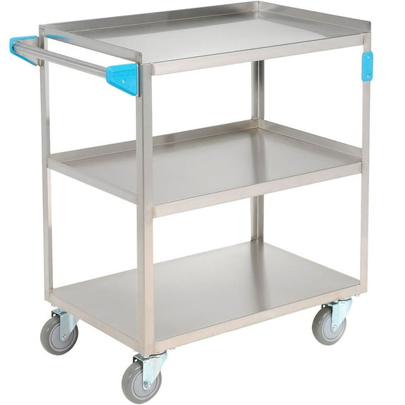 Carlisle Stainless Steel Utility Transportation Cart, 300 Lb. Cap., 3 Shelf, 18x27