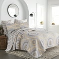 thumbnail image 2 of Levtex Home - Luiza Ochre Quilt Set - Full/Queen Quilt + Two Standard Pillow Shams - Medallions in Grey and Yellow - Quilt Size (88x92in.) and Pillow Sham Size (26x20in.) - Reversible - Cotton Fabric, 2 of 4